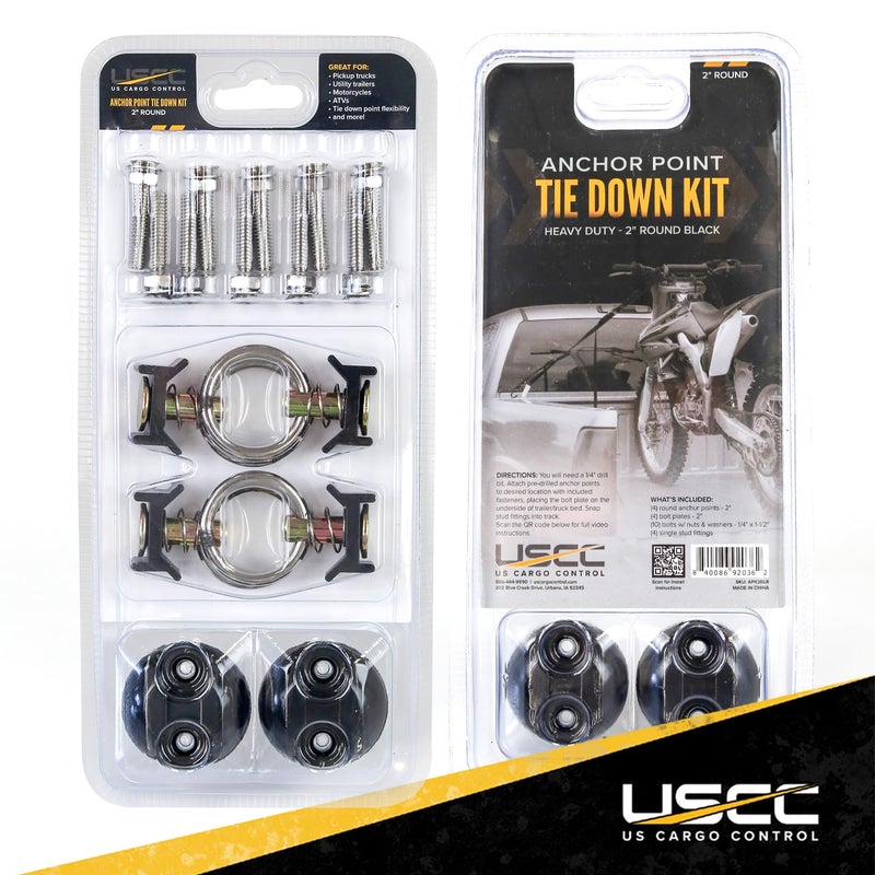 US Cargo Control L Track Tie Down System, Round Tie-Down Anchor Point Kit with Round Ring, Great to Secure UTV, ATV, Motorcycle, Snowmobile, Lawnmower - Image 2